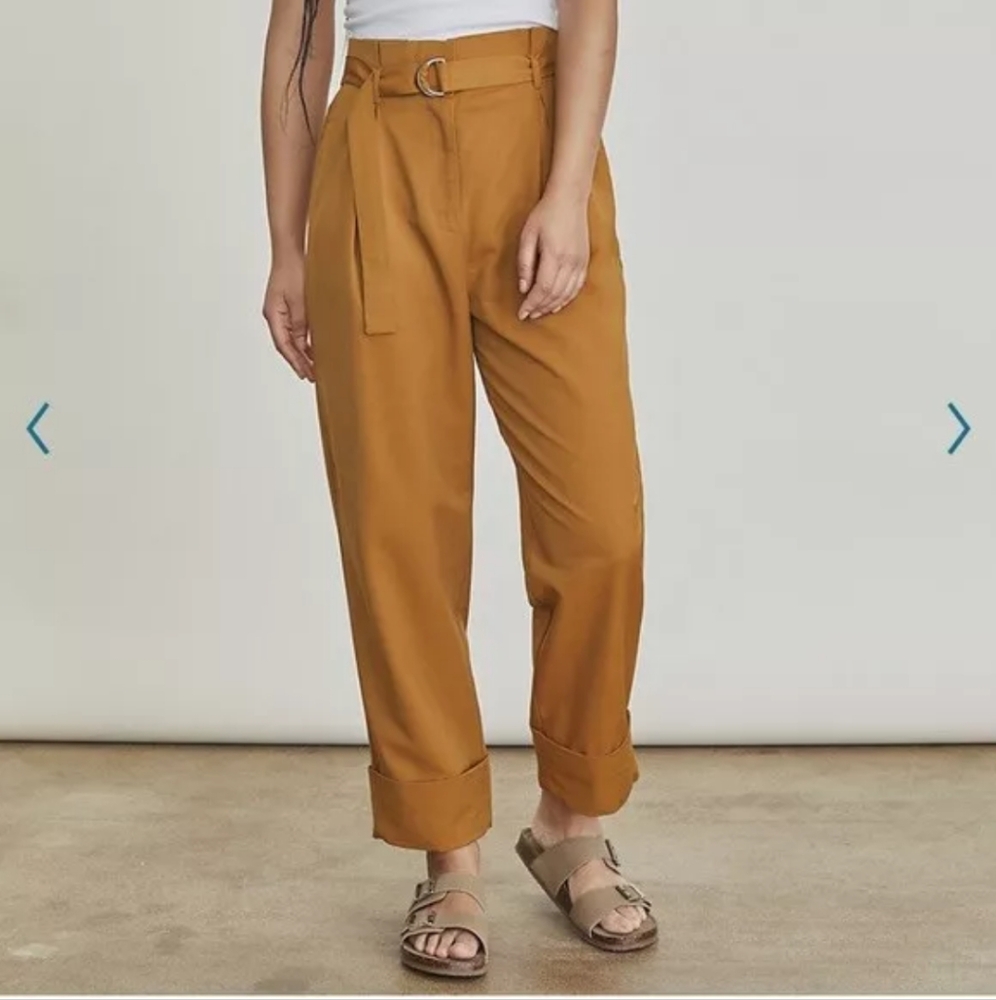 Elizabeth and James Belted Pleated Front Paper bag High Waist Pants 12